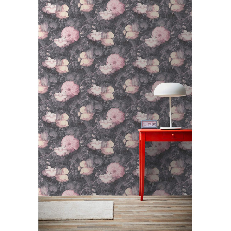 Rouleau de papier peint L 33 pi x l 21 po Purin, Rose