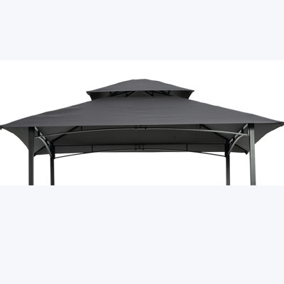 Auvent de remplacement pour pavillon de jardin 8 pi x 5 pi - Toile de protection à deux niveaux pour barbecue, tissu gris protégé, spacieux, facile à assembler pour rassembler les barbecues