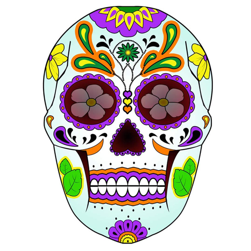 Décalcomanie murale day of the dead Dimondale, Mauve / Vert