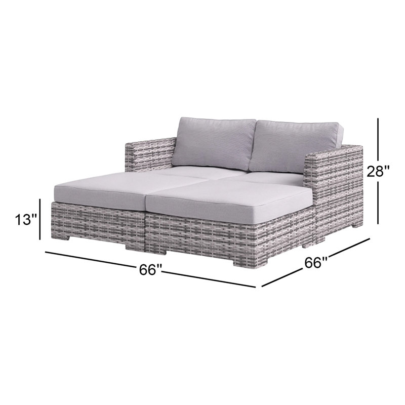 Canales 66'' High-Density Polyethylene (HDPE) Wicker Outdoor Patio Daybed