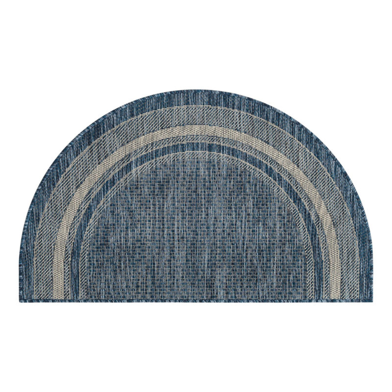 Sevinc Indoor / Outdoor Rug, Blue, Half-circle 2'2" x 3'7"