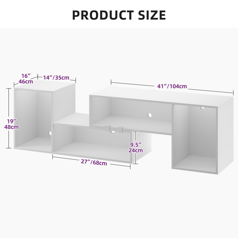 Bittar 55'' Entertainment Center Free Association Combinable TV Stand with LED Strip for up to 75", White