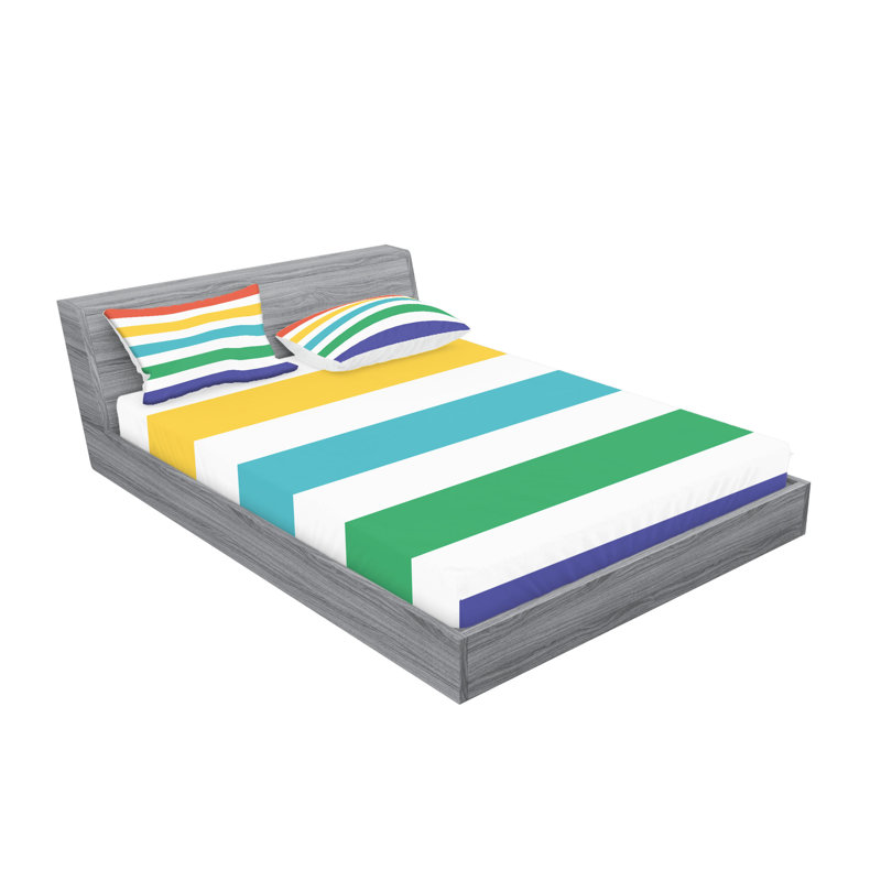 Ambesonne Striped Fitted Sheet & Pillow Sham, Multicolor, California King Sheet Set + 5 Additional pieces