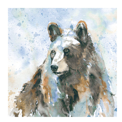 Black Bear On Blue by Carol Robinson - Wrapped Canvas Painting