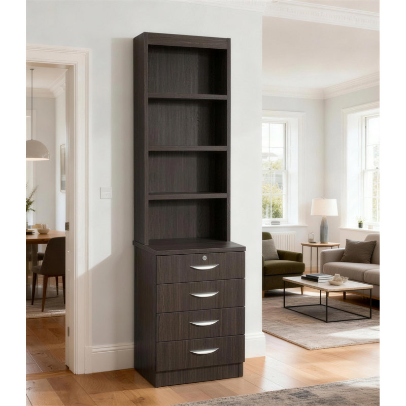 Mildura 48cm Wide 4 -Drawer File Cabinet, Black Havana