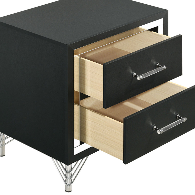 Malcolm Black 2-drawer Nightstand Bedside Table