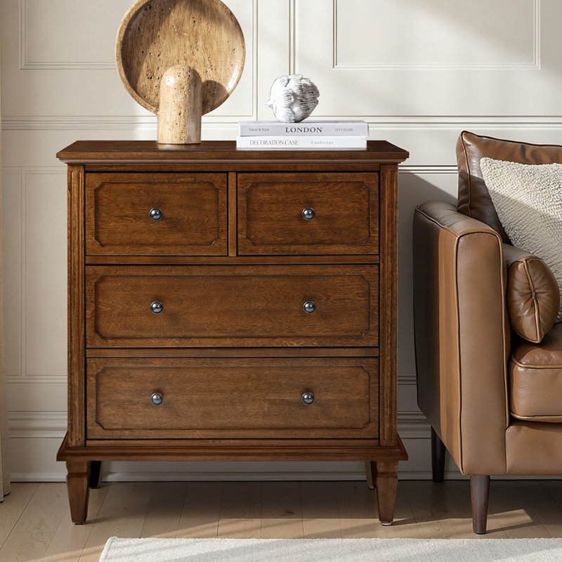 Commode d'appoint 4 tiroirs Amberlyn, Noyer
