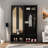 Farmhouse Widen Hall Tree With 4 Rattan Doors, Seating Bench, 6 Hooks And Shoe Cabinet-1153896118