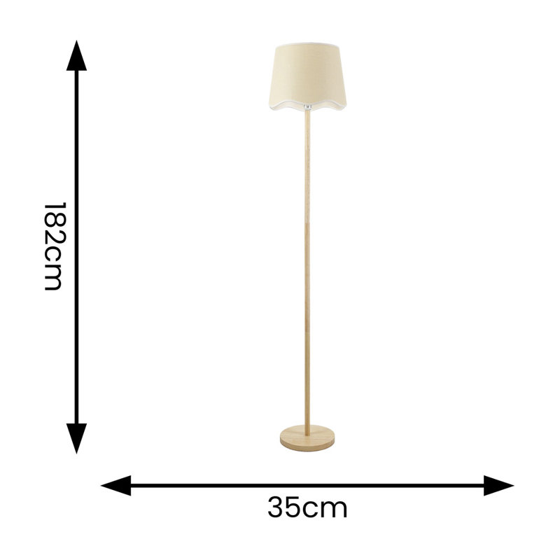 Roshina 182cm Traditional Floor Lamp, Natural, Natural, No