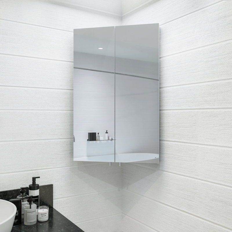 Avisio 450mm W 720mm H Corner Frameless Medicine Cabinet Mirror 2 Adjustable