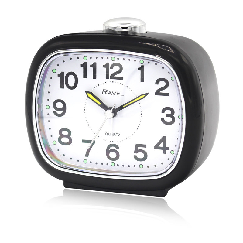 Analogue Quartz Movement / Crystal Alarm Tabletop Clock, Black