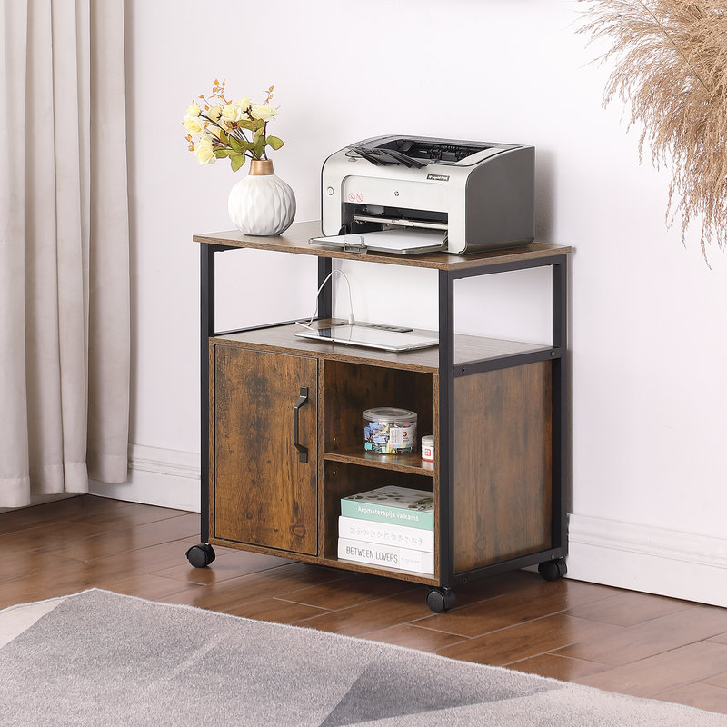 Multifunctional Office File Cabinet with Charging Ports and Printer Stand Storage