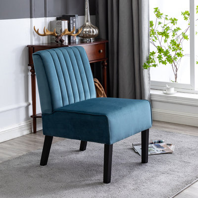 Ensemble de 2 chaises d'appoint Mid-Century modernes au design minimaliste, avec un revêtement en velours élégant et des pieds en bois massif