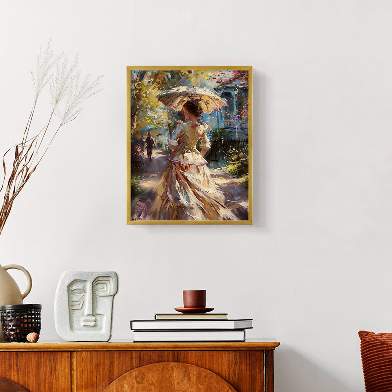 WOMEN Series DCLxxi - reproduction encadrée de qualité supérieure - prête à être accrochée - aucun clou requis, Doré