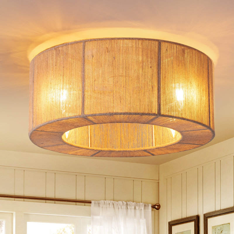 17.7" Calvino Classic Farmhouse Flush Mount Caged Ceiling Fan with Light Kit and Remote Control
