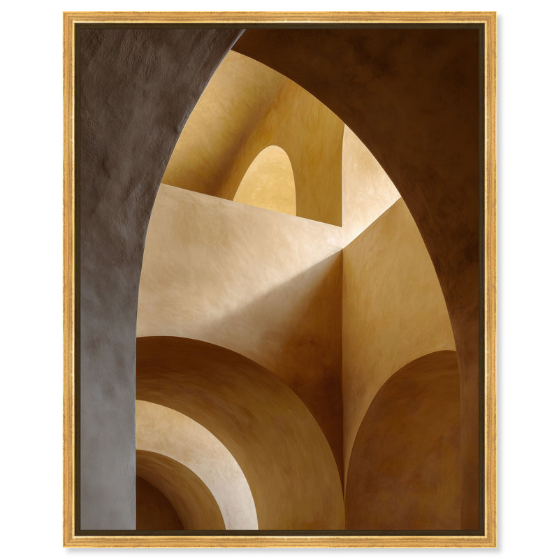 Honeyed Vaults I Abstract Canvas Print by Oliver Gal, Black Frame, 16 x 20, 31"H x 37"W, Gold Floater Frame