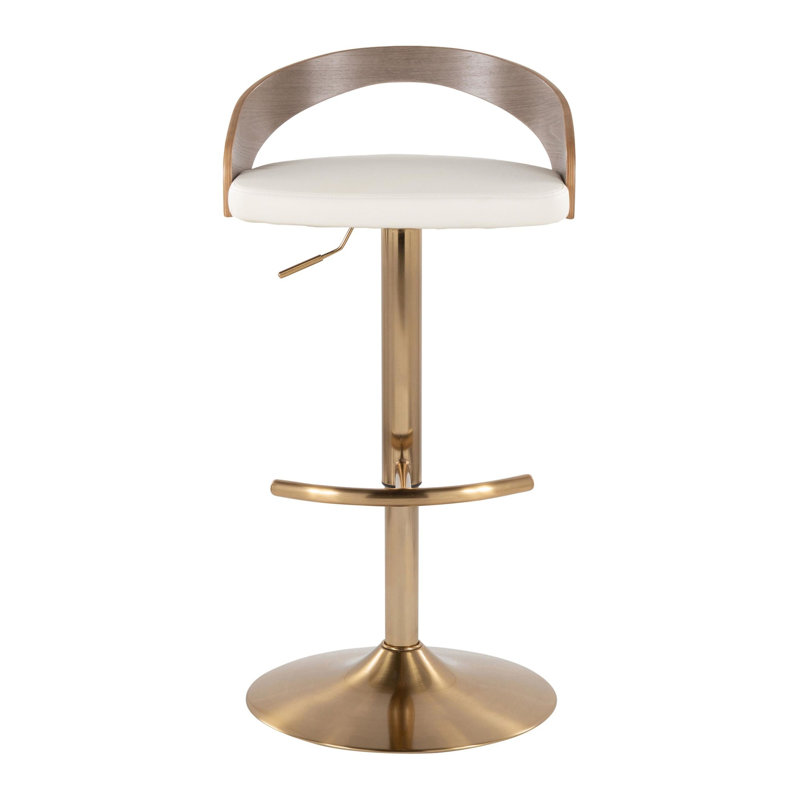 Tabouret de bar réglable avec pivot, Or / Gris