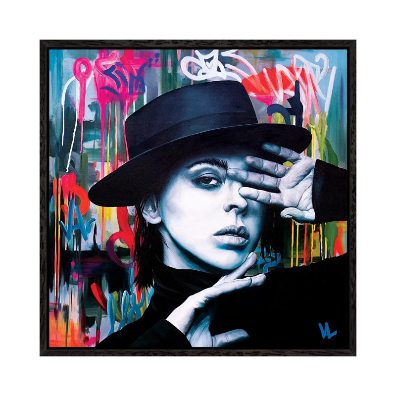 The Spanish Girl by Val Escoubet - Painting on Canvas, Black Framed, 66.04cm H x 66.04cm W x 3.81cm D