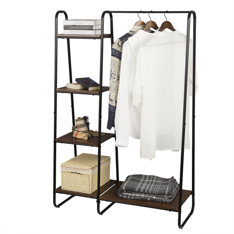 Bouknight 102cm Industrial Pipe Clothing Rack, Dark Brown/Black