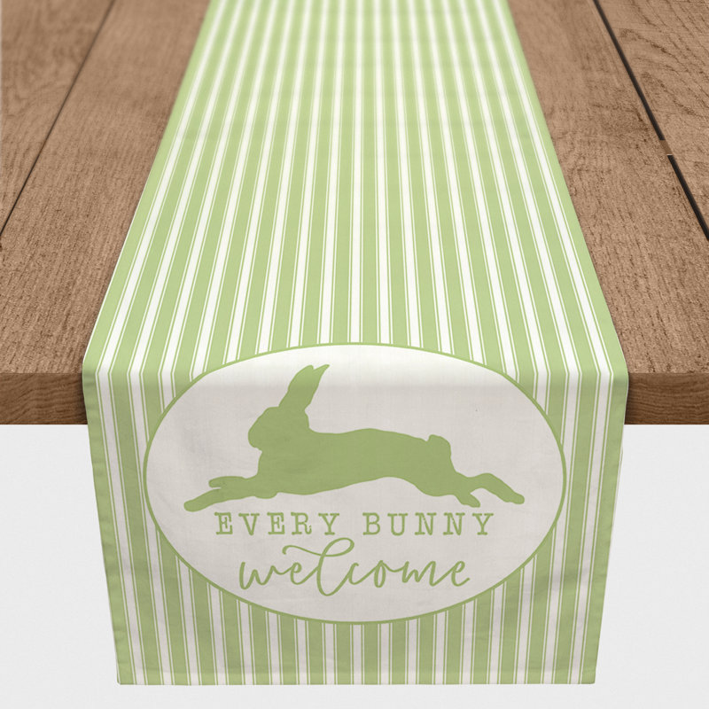 Cleao Rectangle Striped Easter Polyester Table Runner, 72" x 16"