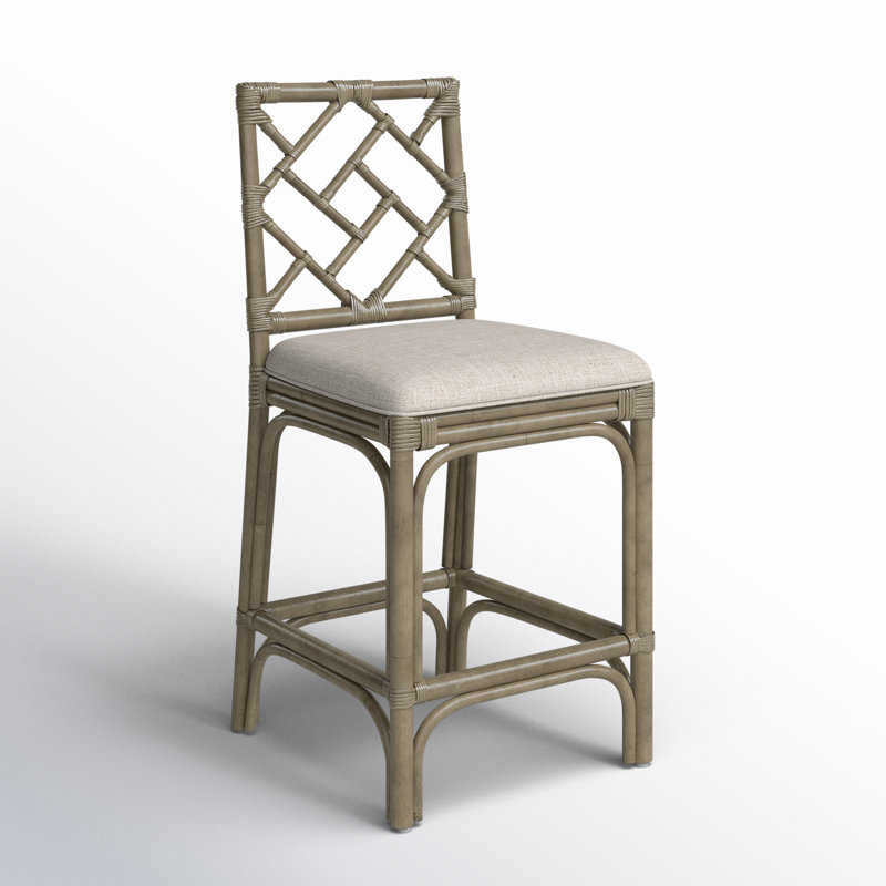 Tabouret Fulton, Siège beige / structure grise, Tabouret de comptoir (siège d'une hauteur de 24 p