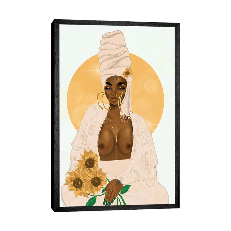 Sun by Zola Arts - Print on Canvas, 101.6 cm H x 66.04 cm W, Black Framed