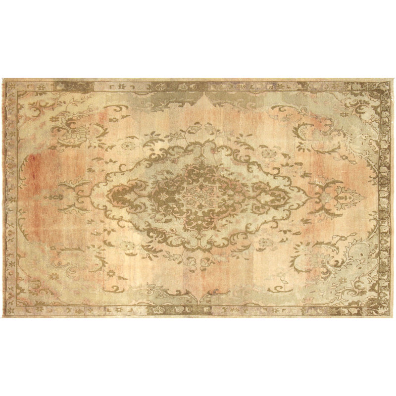One-of-a-Kind Hand-Knotted 1960s 5'5" x 9' Wool Area Rug in Beige/Ivory