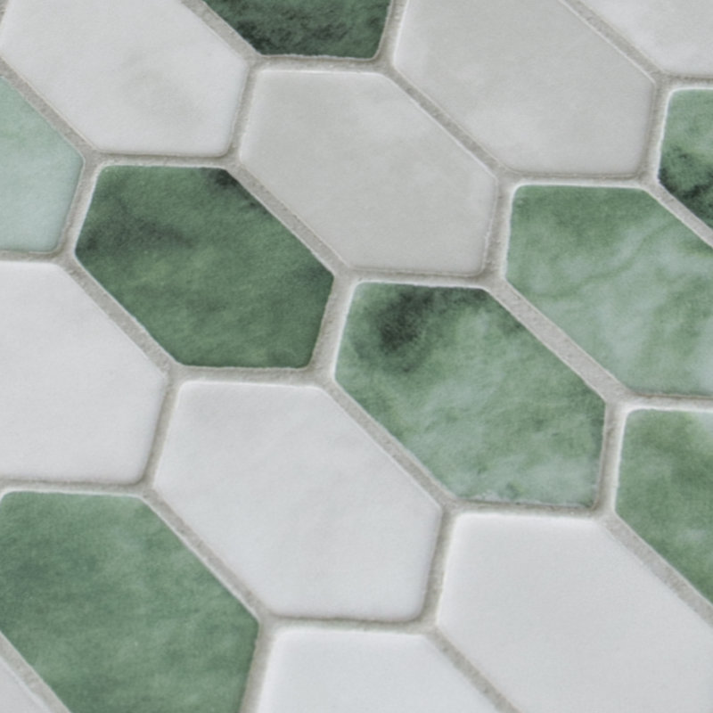 Carreau de mosaïque en verre recyclé hexagonal 10,75 po x 10,12 po, Vert