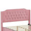 Grand lit rose avec revêtement, boutons en cristal, tête de lit à oreilles et rangement rembourré de grande taille, rangement pour utilisateur, rosé-959575159
