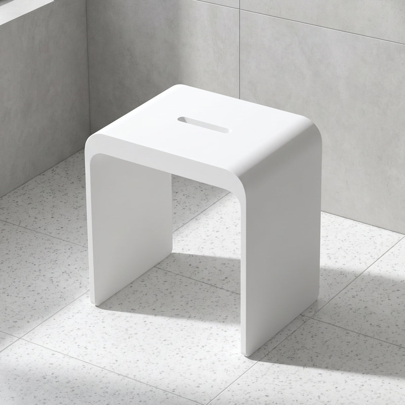 Tabouret de salle de bain en résine mate blanche mat à surface solide