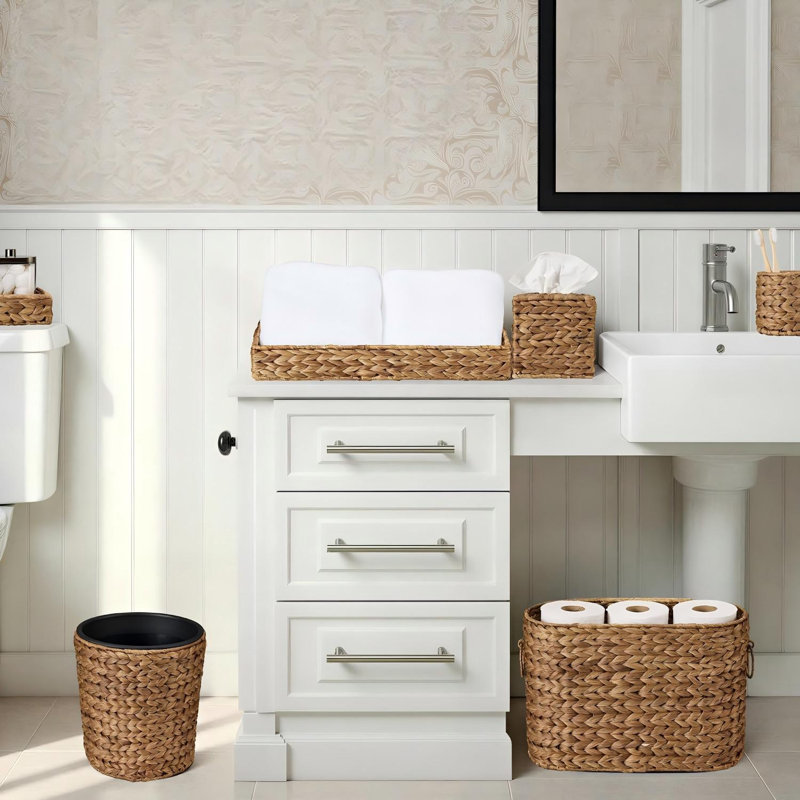 Wicker Bathroom Accessory Set Bathroom Tray Tumbler