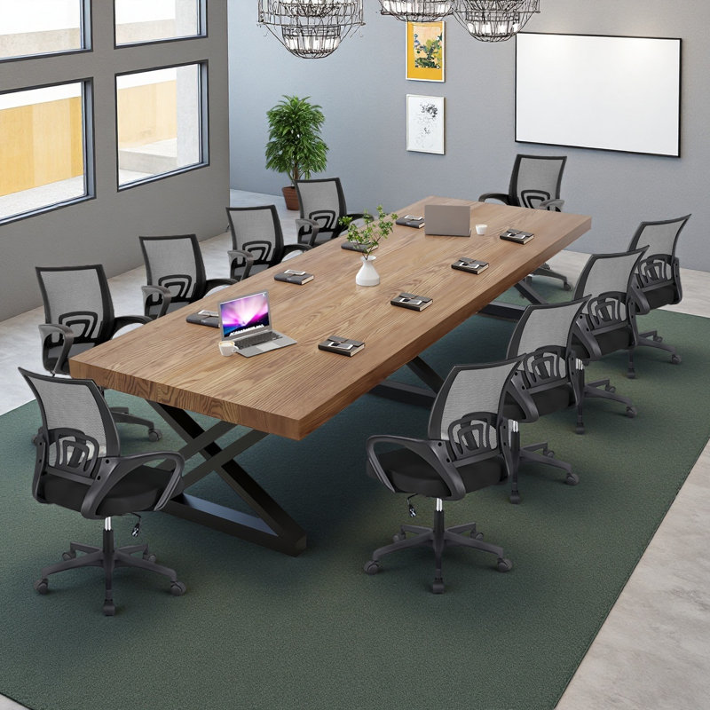 8-seater solid wood conference table, 29.53" H x 110.24" L x 47.24" W