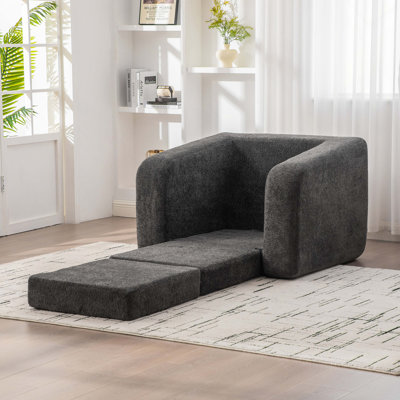 Canapé-lit simple pliable de 40 po avec accoudoirs et dossier, lit d'appoint convertible en chenille désossée avec matelas pour lit d'appoint, salon et chambre à coucher