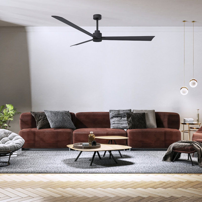 Alessandra Outdoor Downrod Ceiling Fan, Matte Black, Matte Black
