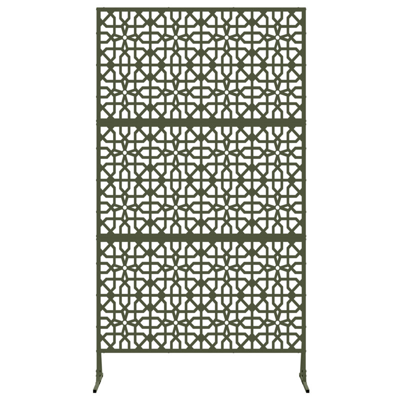 Metal Fence Panel Metal Large Pattern Fence Panel, Olive