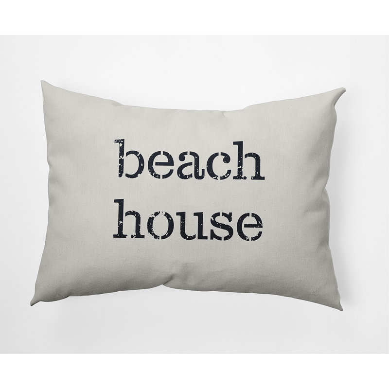 Housse de coussin d'extérieur Beach House, Blanc, 14 po x 20 po