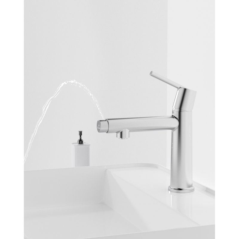 Robinet de lavabo de salle de bain à fixation sur le comptoir à 1 trou - Fonction d'écoulement et de fontaine Twoone, égratignure, écoénergétique, installation facile pour tous les utilisateurs