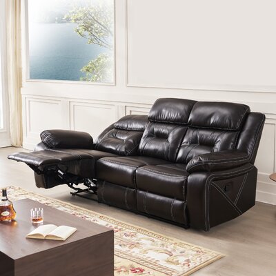 85.8"" Faux Leather Pillow Top Arm Reclining Sofa -  Red Barrel Studio®, 822DAC3AE84F4928892252891232507F