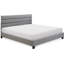 Lit plateforme tapissier Hudson, tête de lit droite capitonnée, gris clair-1965332504