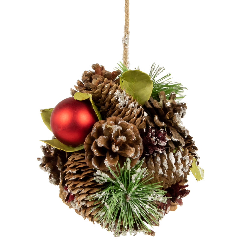 Pinecone and Mixed Foliage Ball Ornament