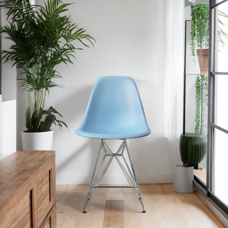 Counter Stool with Steel Frame, Blue