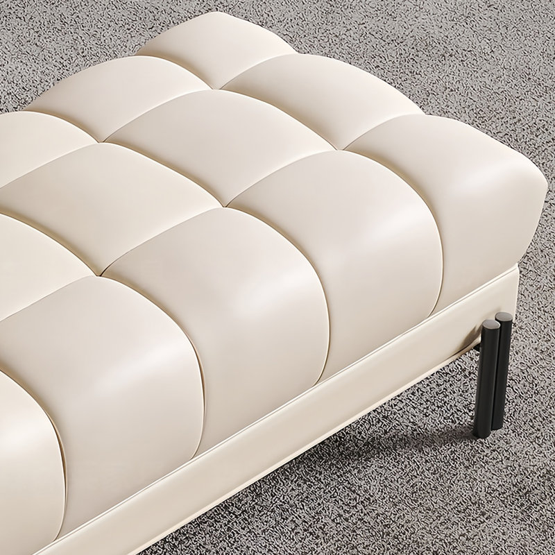 Banc rembourré en cuir de vache, H 16,14 po x l 47,24 po x P 18,89 po