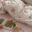 Ensemble de literie en microfibre blanc, rose, vert et fleurs-115430409