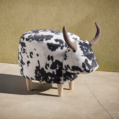 Charming Cow-Shaped Ottoman, Modern Accent Stool For Home Decor, Versatile Use In Living Room, Bedroom, And Outdoor Spaces