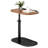 C Shaped End Table, Adjustable Height Skinny Side Table, 360 Degree Swivel TV Tray Table, Night Stand with 2-Tier Storage Shelf, Reversible Couch Table (Brown)