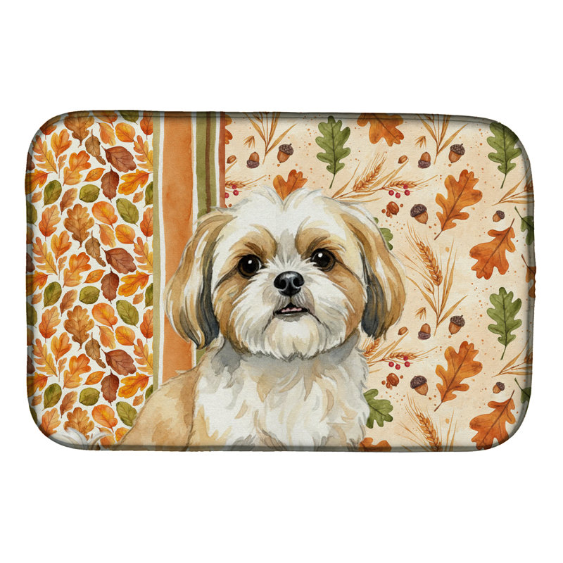 Tapis de séchage doré et blanc Shih Tzu Heirloom