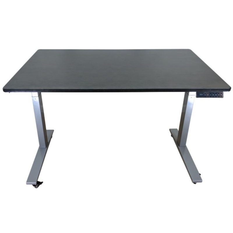Bureau d'ordinateur réglable en acier inoxydable de 60 po brun et blanc, H 51,6 po x l 48 po x P 30 po, Noir / gris