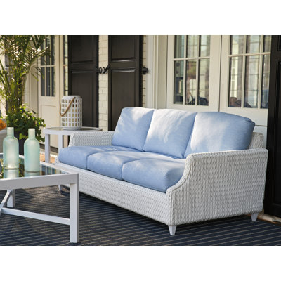 Ocean Breeze Promenade 81" Wide Outdoor Wicker Patio Sofa with Cushions