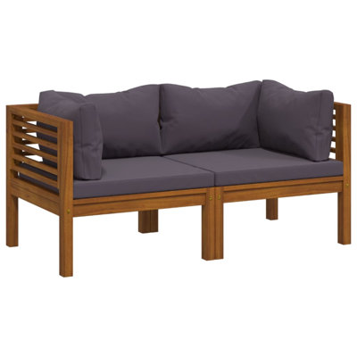 27.2" Wide Acacia Wood Species Square Patio Sofa with Cushions by Latitude Run