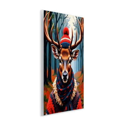Plaque murale écharpe Wooly Stag Winter, design par Karen Smith